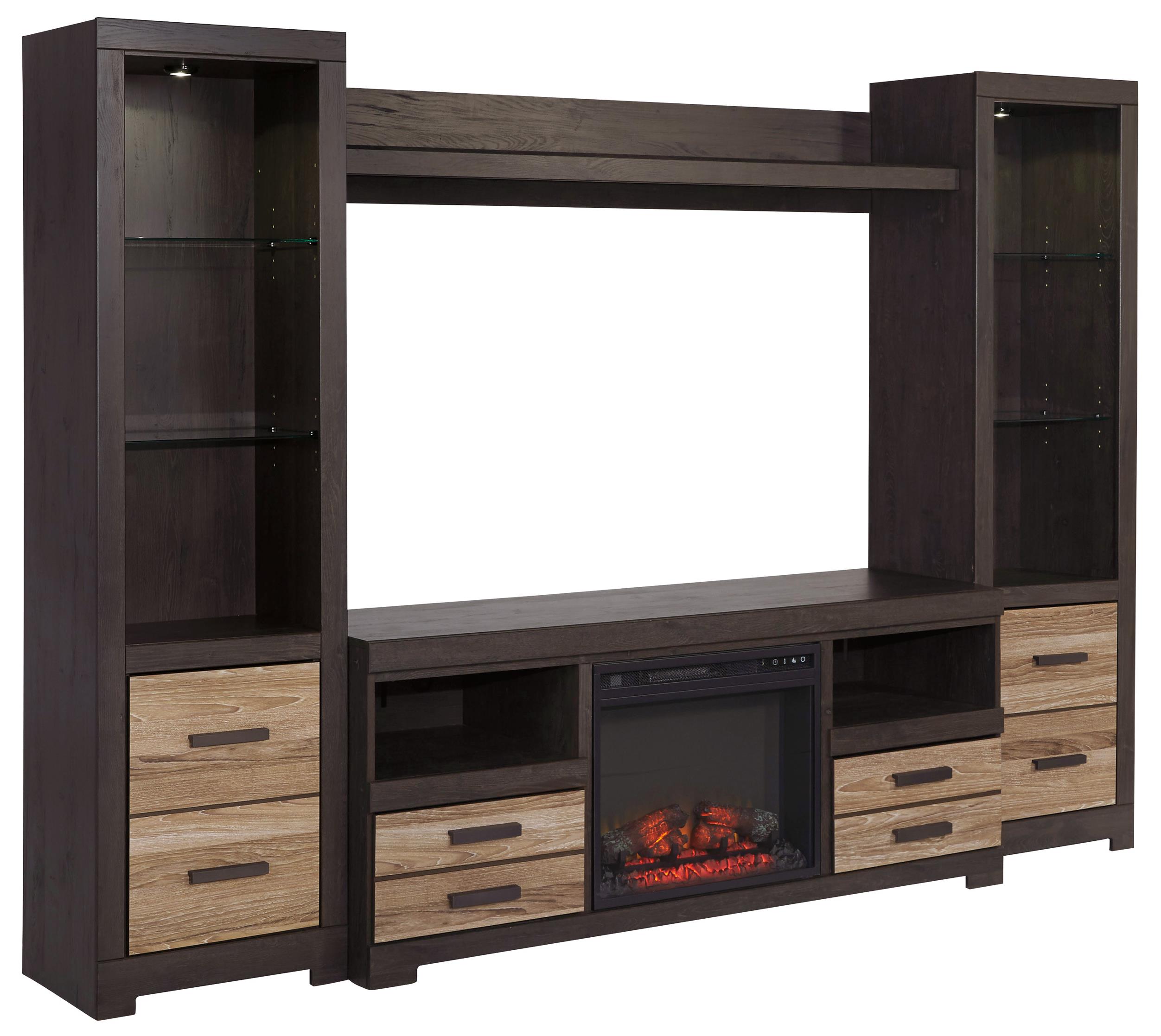 Ashley Signature Design Harlinton Large TV Stand with Fireplace Insert